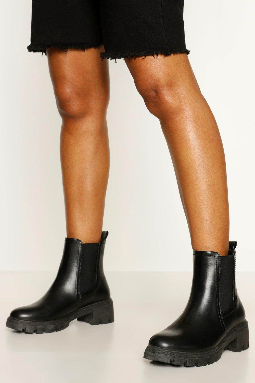 chunky cleated chelsea boots