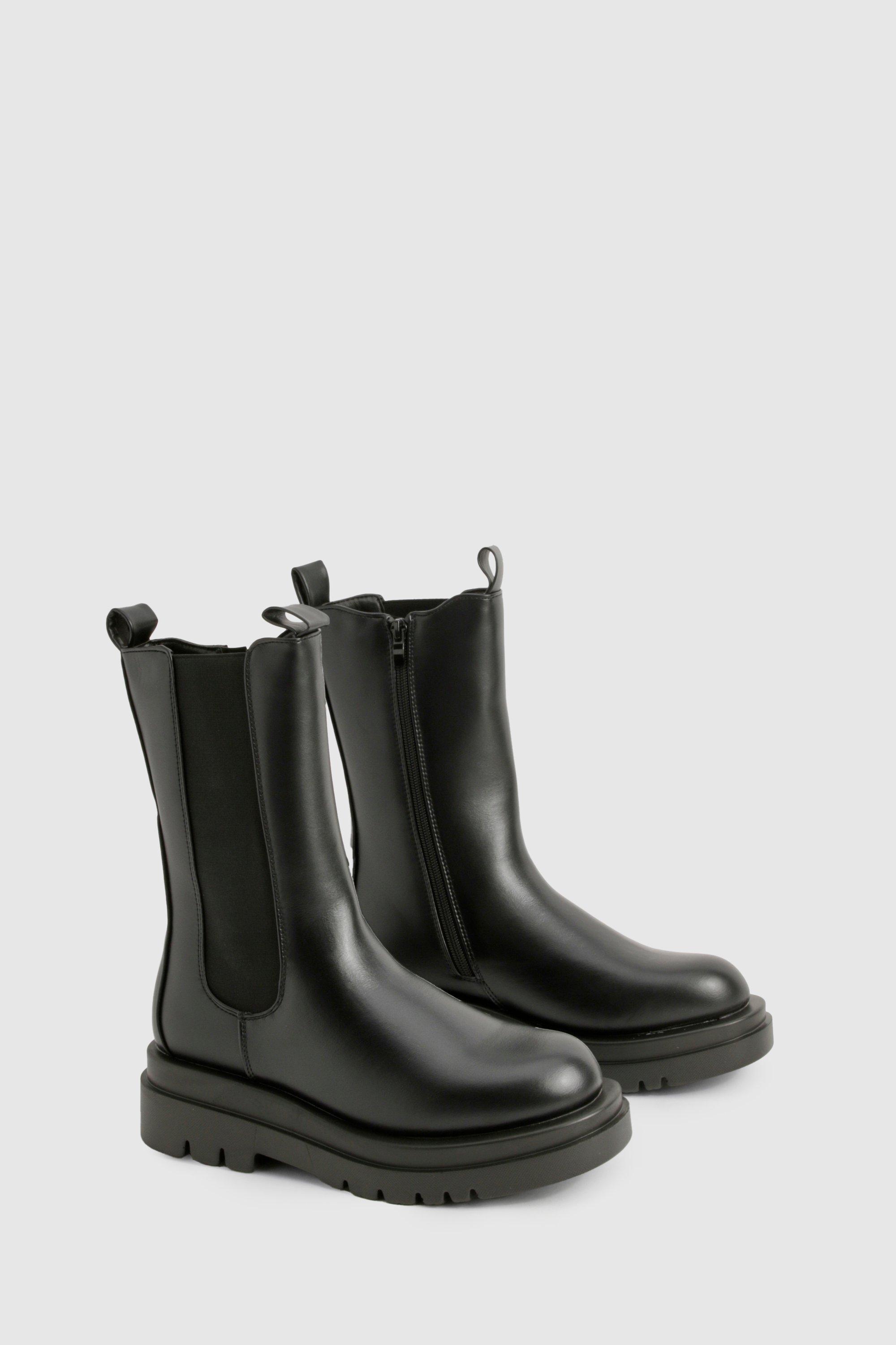 Chunky Calf High Chelsea Boot | boohoo