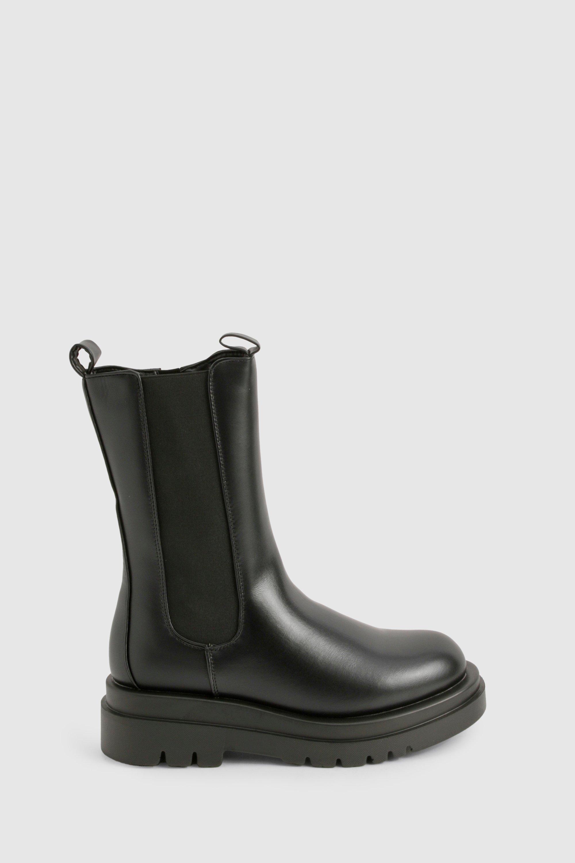 Chunky Lug Calf High Chelsea Boots | boohoo USA