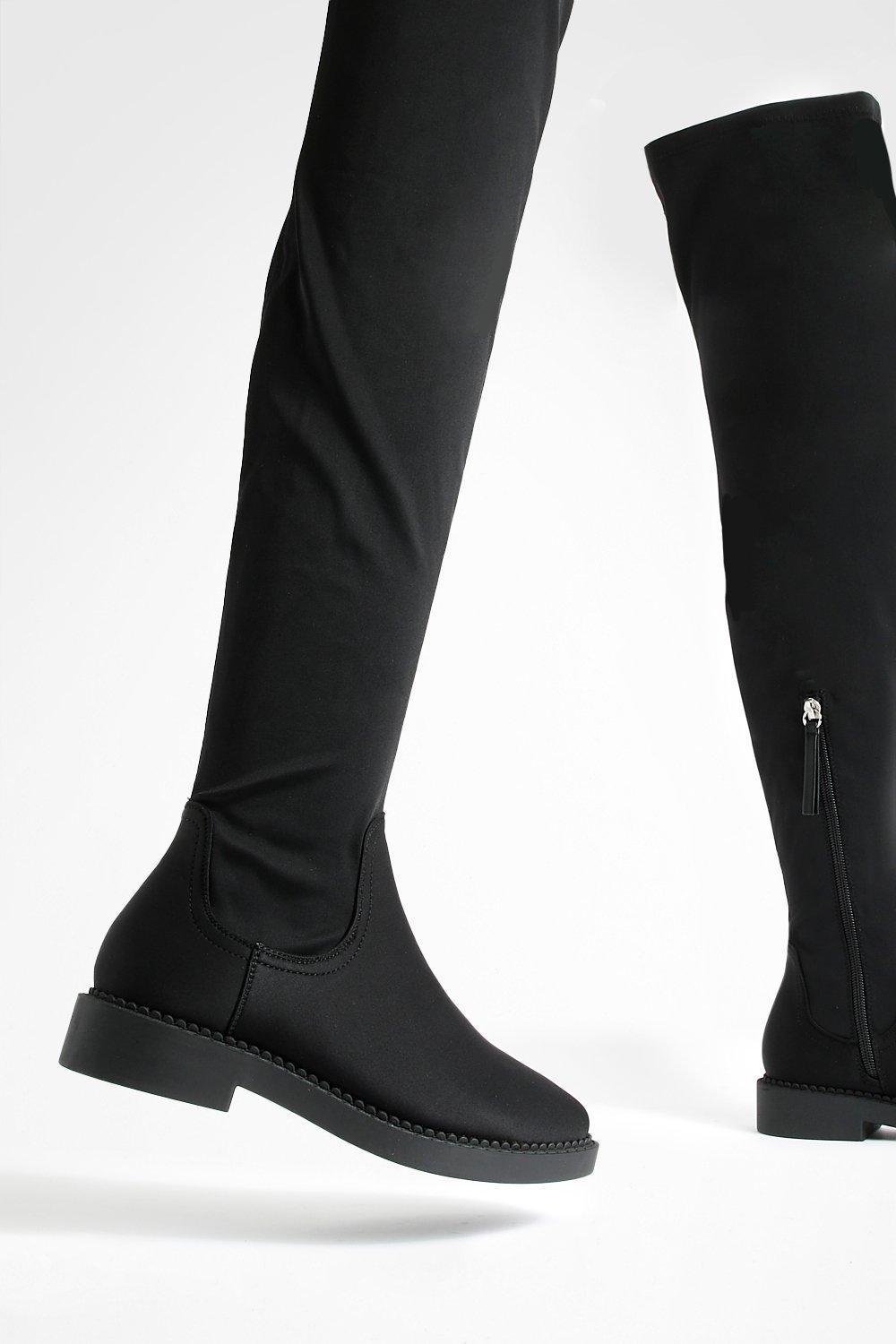 Wide Fit Flat Stretch Over The Knee Boots boohoo IE