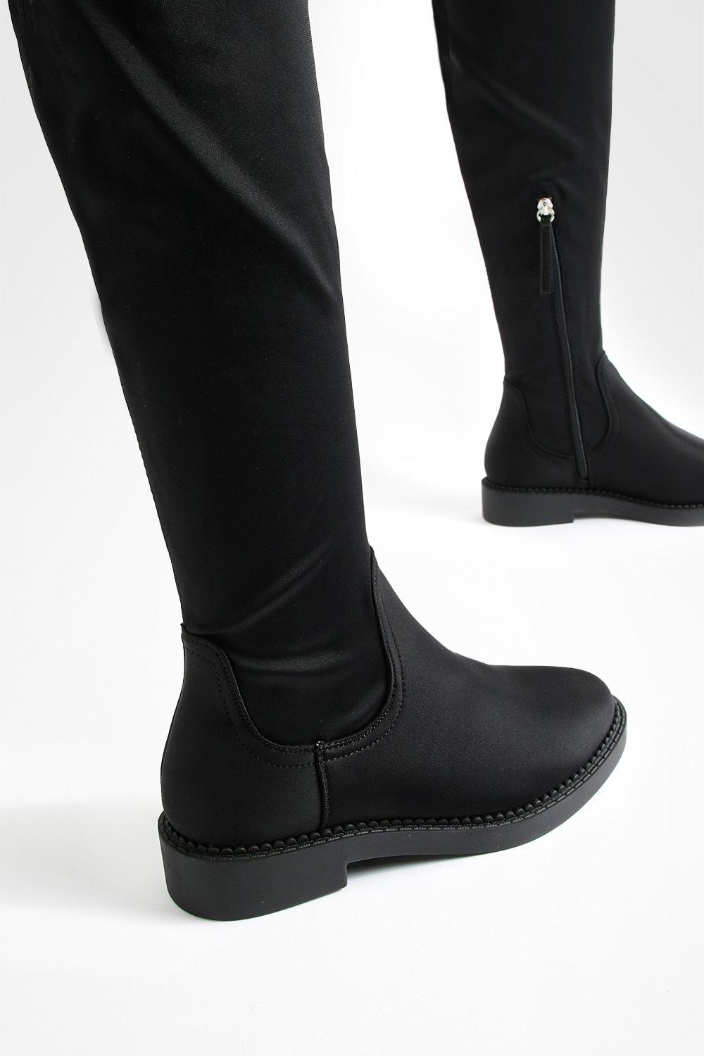 Wide Fit Flat Stretch Over The Knee Boots