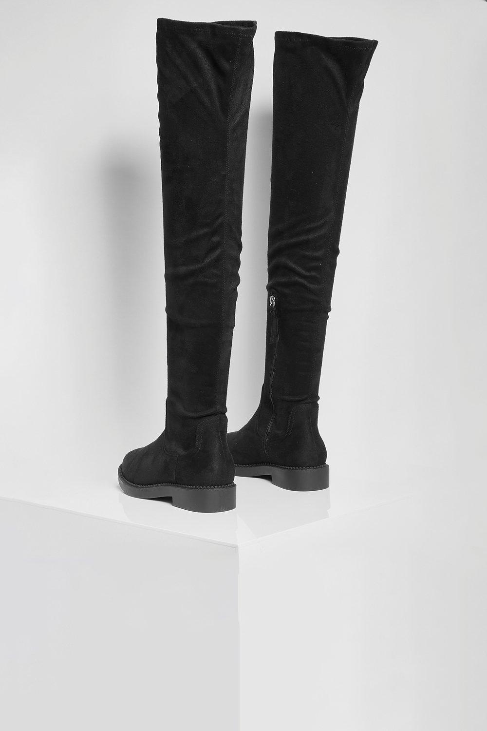 Wide Fit Flat Stretch Over The Knee Boot boohoo UK