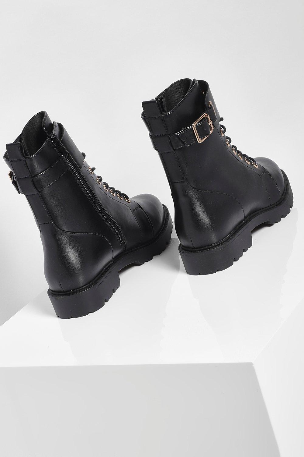 Women's lace sale up buckle boots