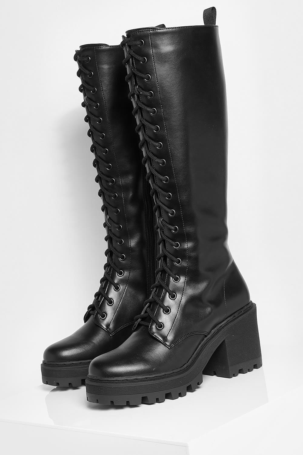 Tall lace up hot sale combat boots