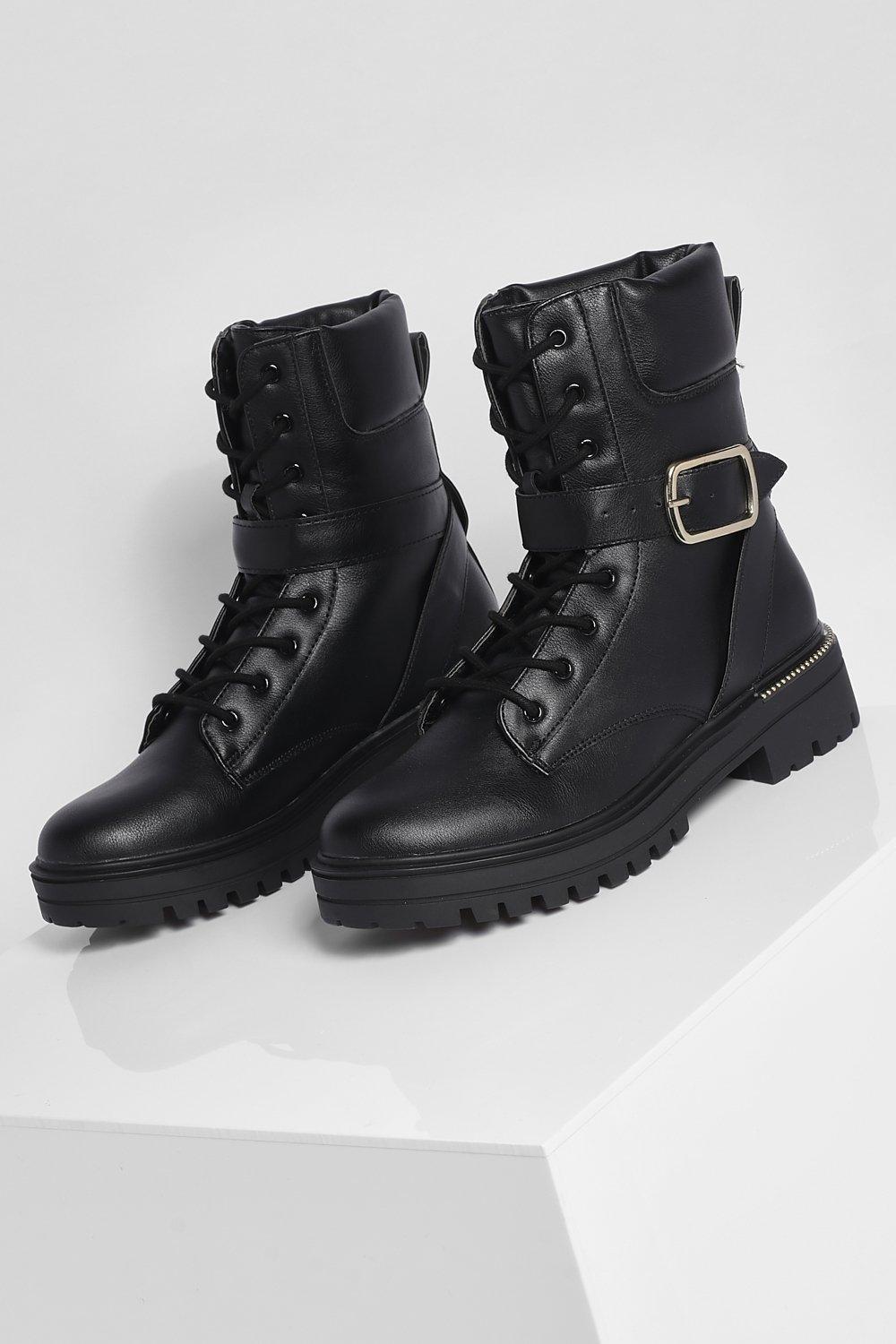 Belt Strap Slouchy Combat Boots
