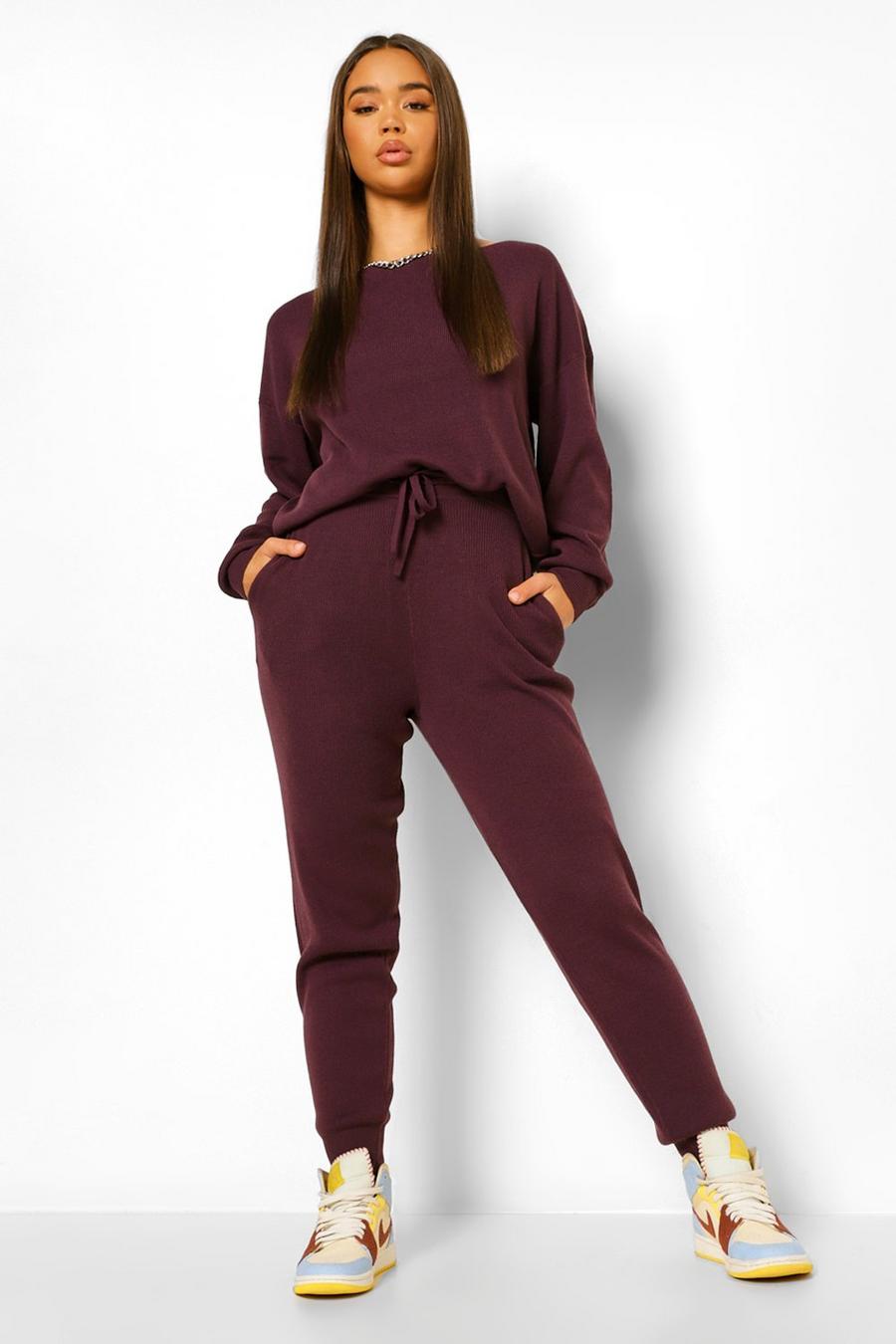 Grape Boat Neck Knitted Tracksuit image number 1