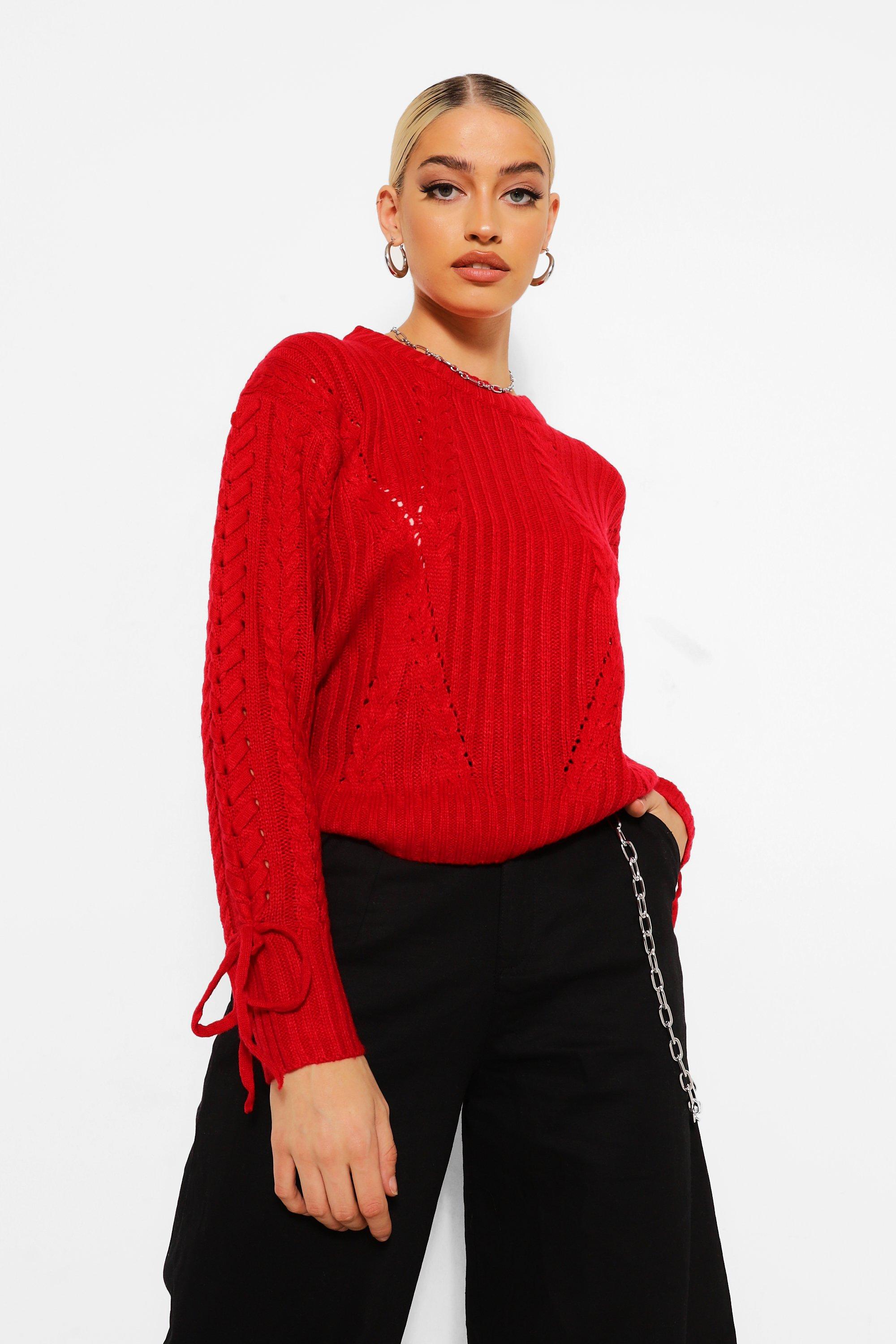 Red on sale lace jumper