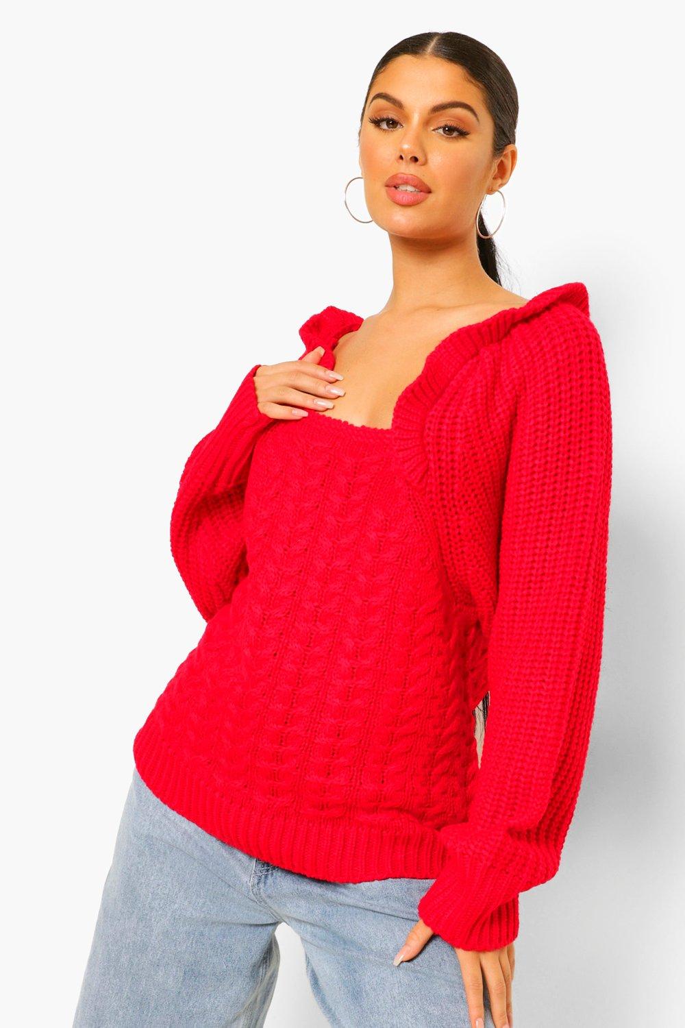 Puff sleeve frill hem jumper 2025