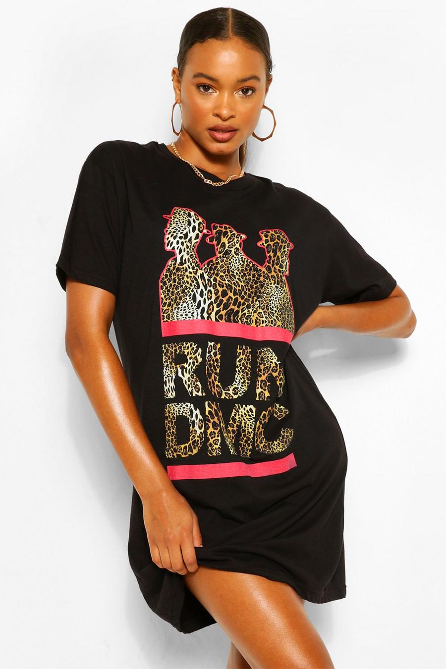 Vestido estilo camiseta con estampado de leopardo “Run DMC” image number 1