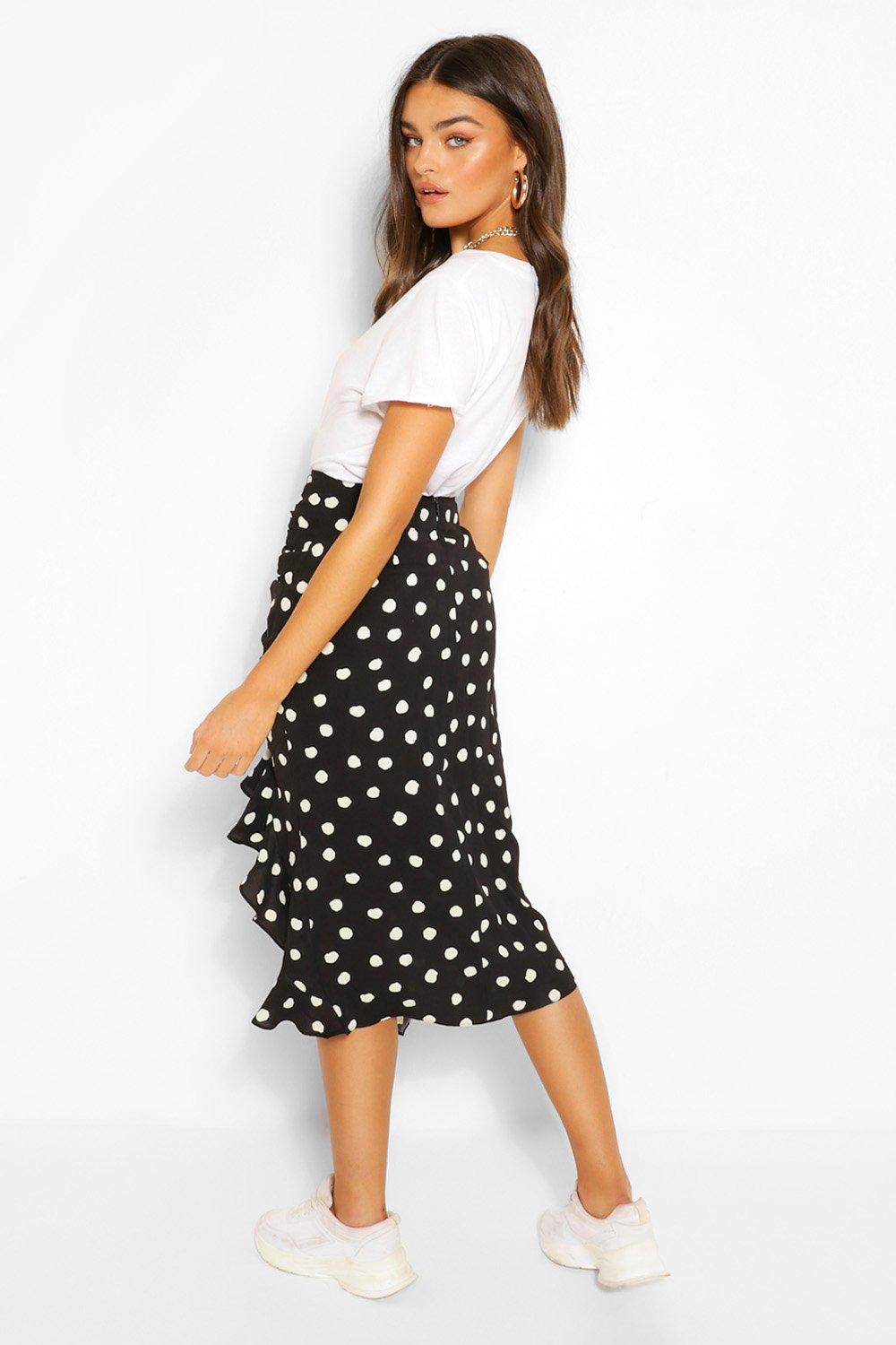 Polka dot skirt boohoo sale