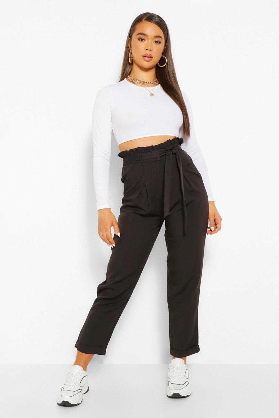 Paperbag Waist Straight Leg Woven Trousers image number 1