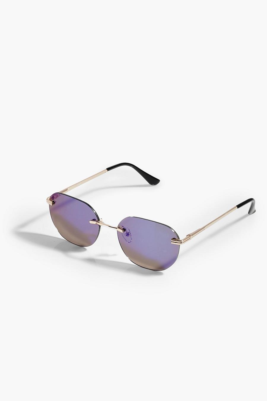 Blue Frameless 90s Style Sunglasses image number 1