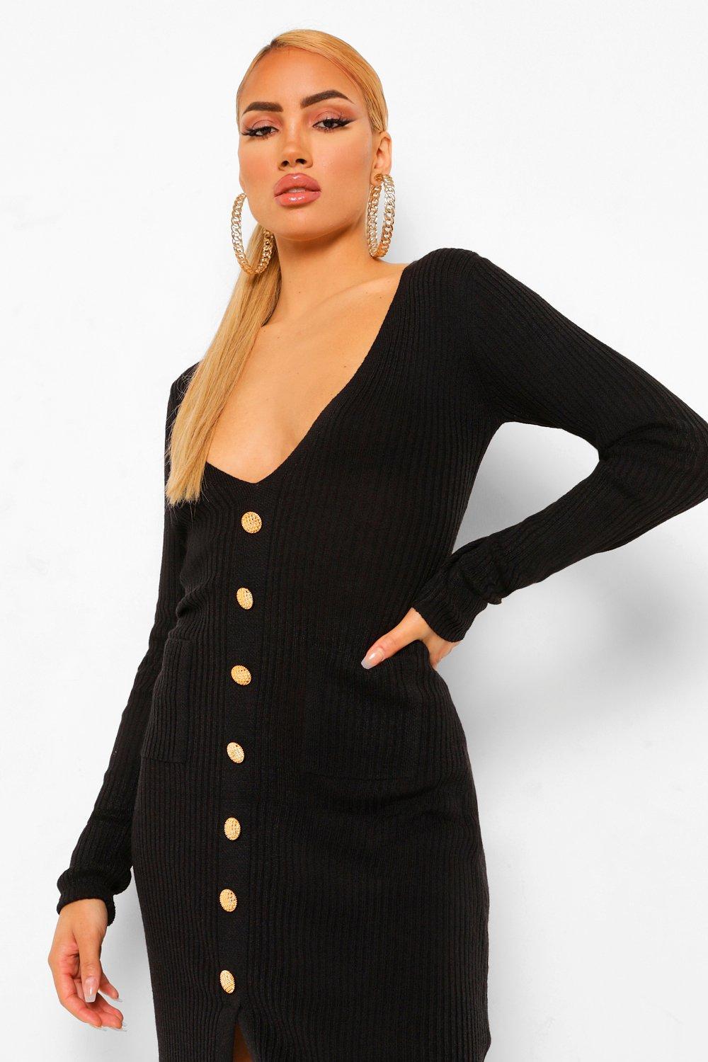 Boohoo button outlet through midi dress