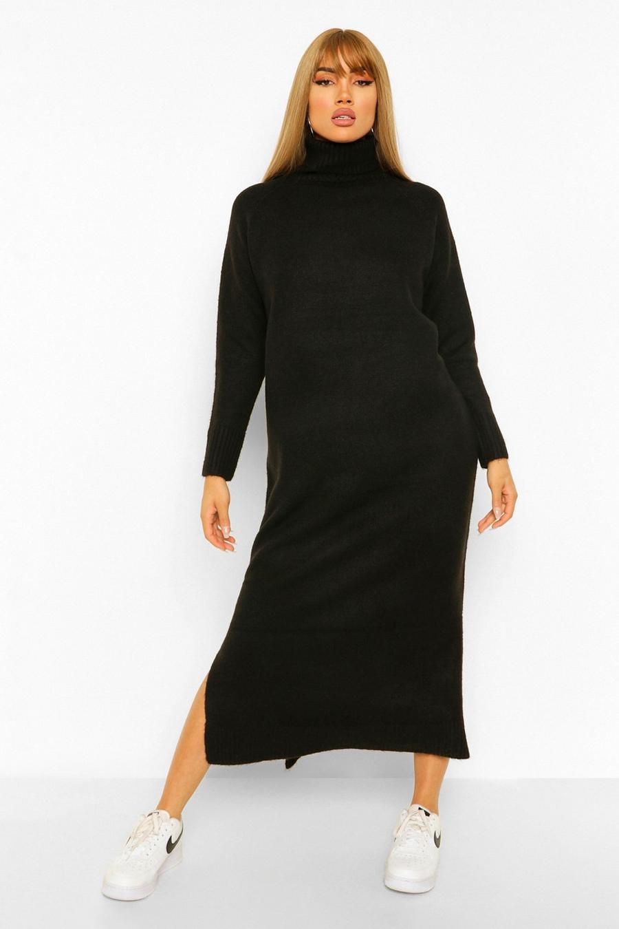 Oversize stickad klänning med polokrage image number 1