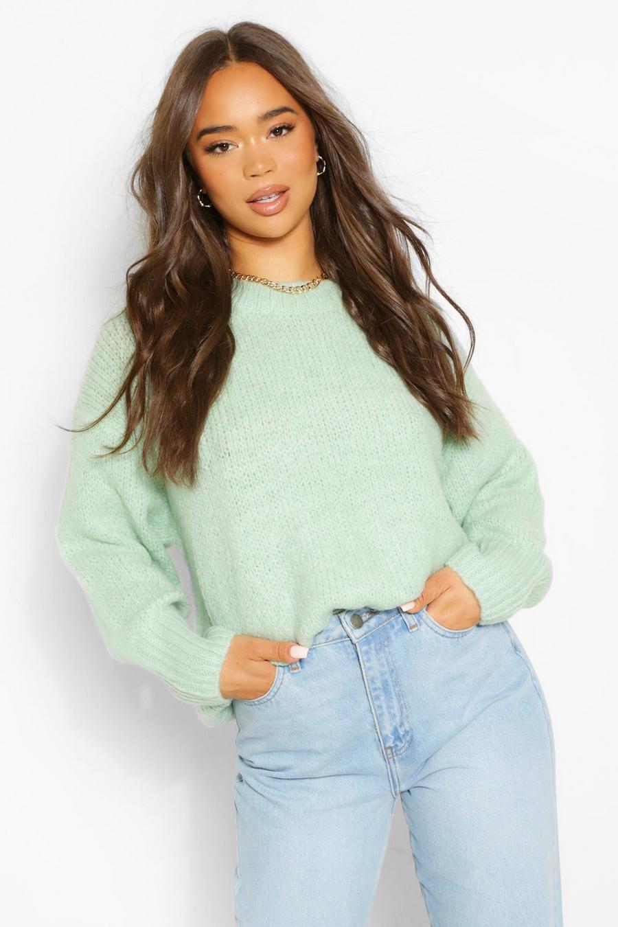 Sage Slouchy Oversize Cropped Sweater image number 1