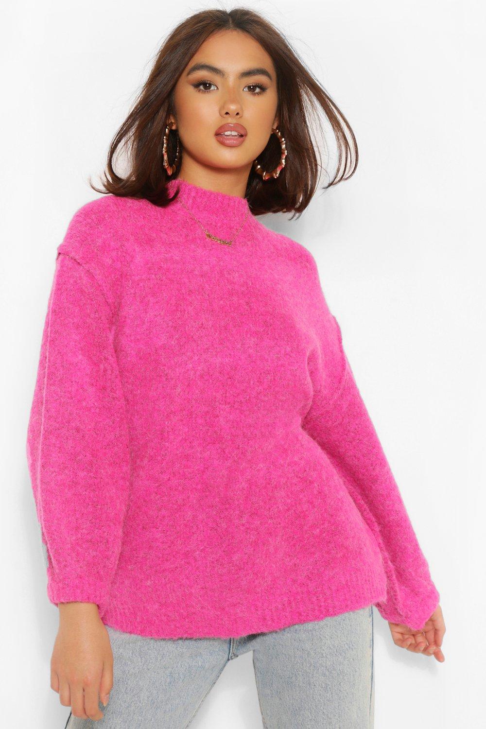 pink balloon sleeve sweater