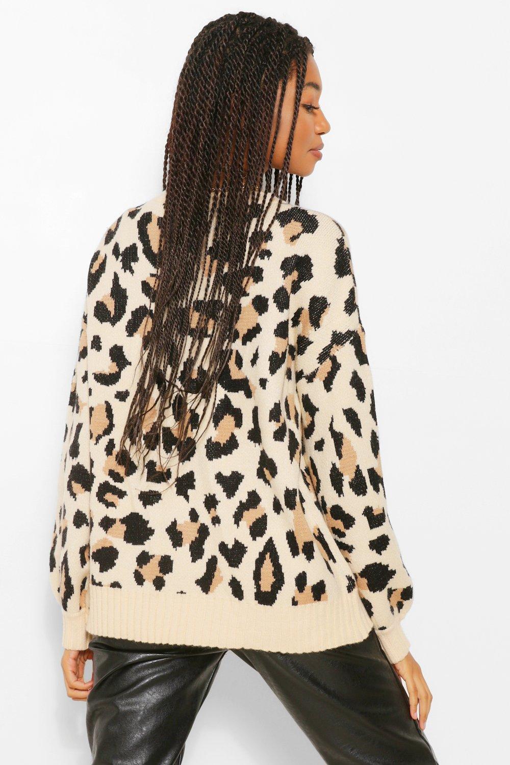 Leopard balloon sleeve sweater hotsell