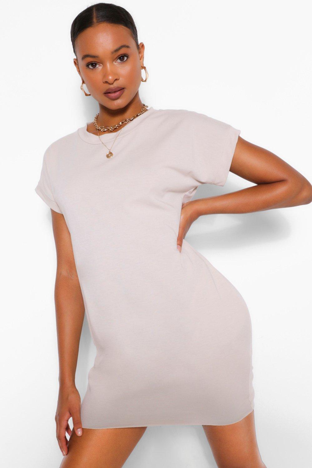 Organic cotton rolled-sleeve T-shirt dress