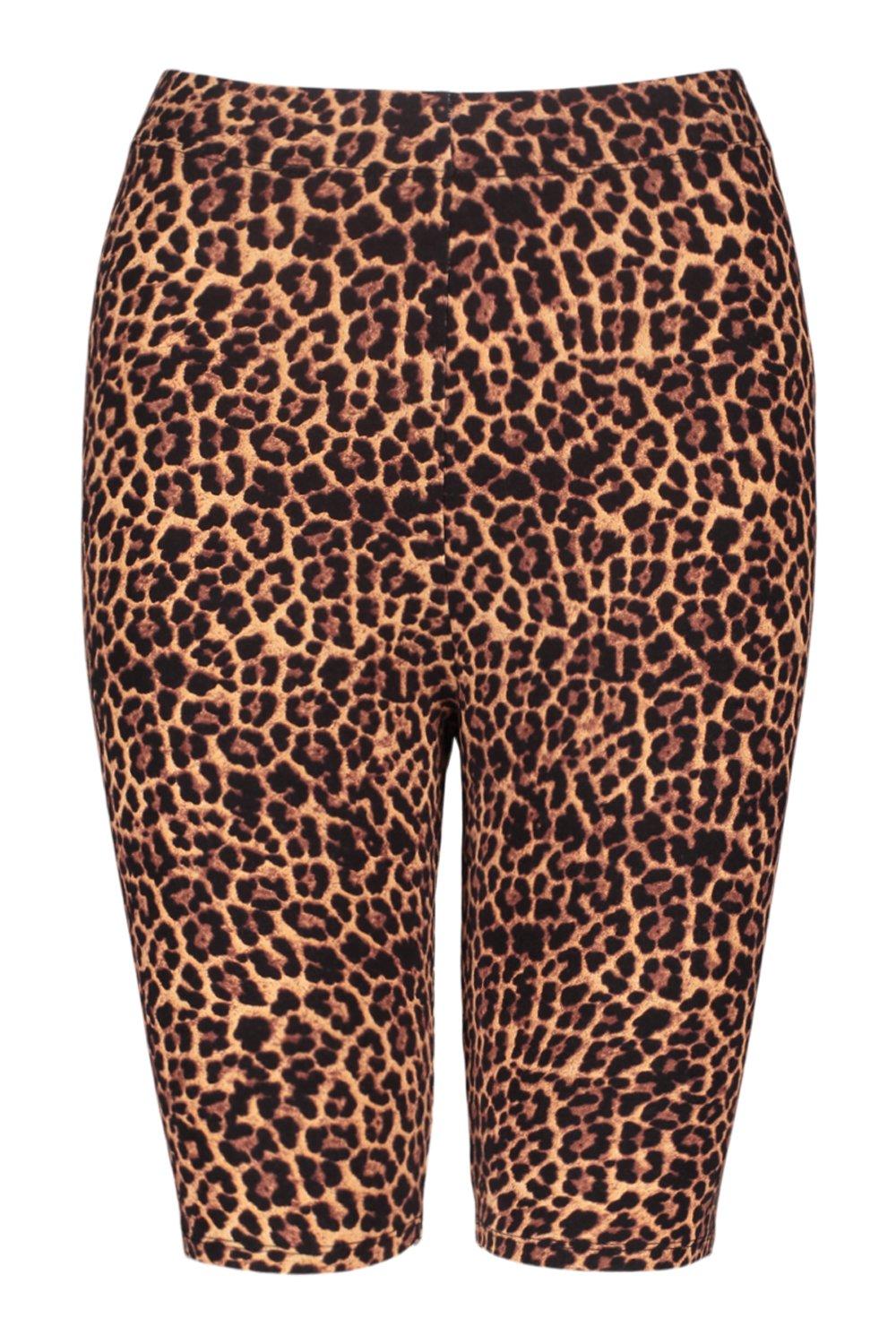 Pantalon corto de ciclista de tiro alto y estampado de leopardo
