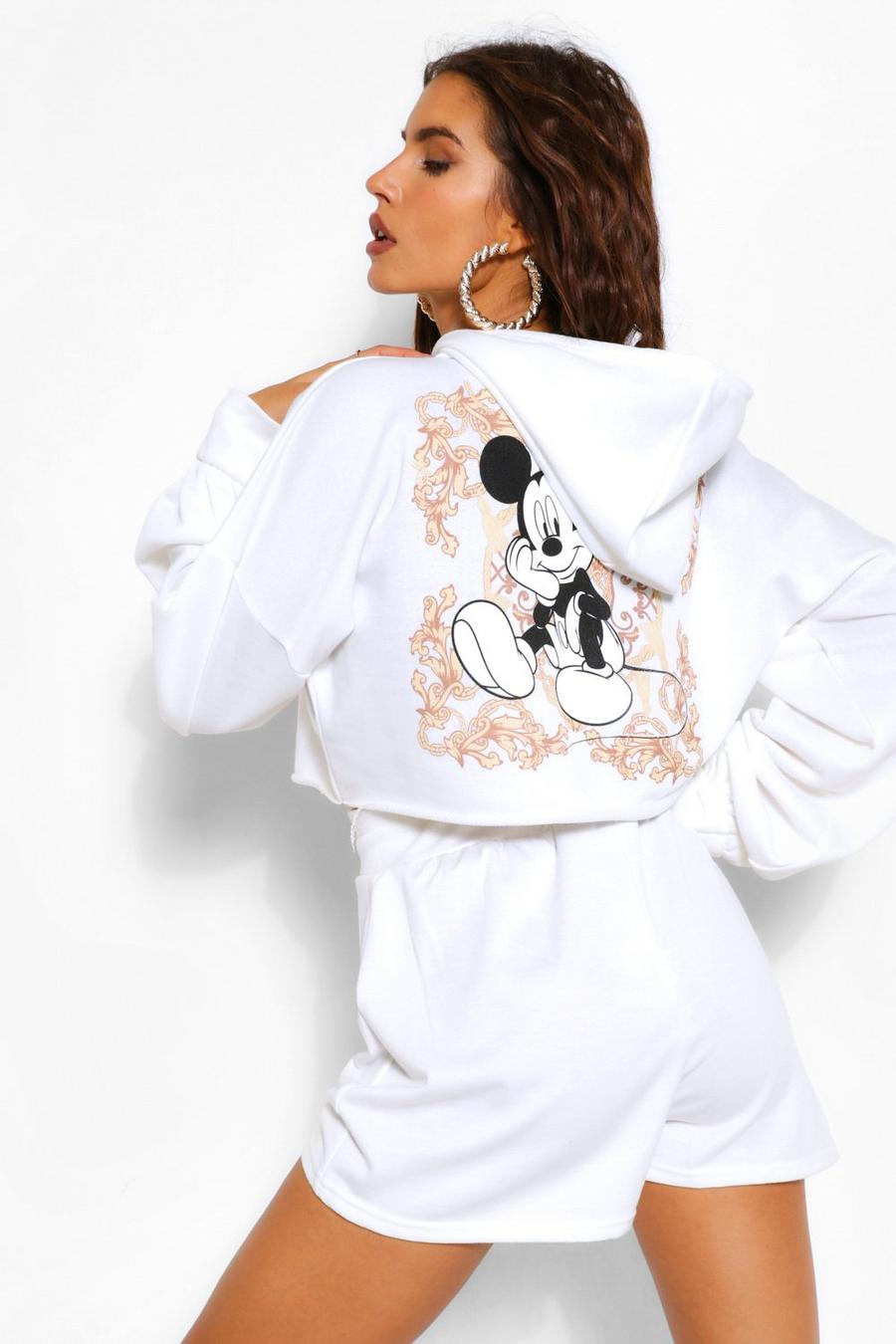 Disney x Boohoo Mickey Graphic Back Cropped Hoodie image number 1