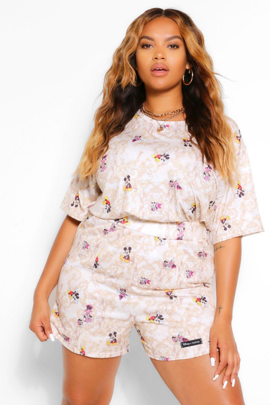T-shirt Plus Size Disney x Boohoo con stampa di catene, Sand image number 1