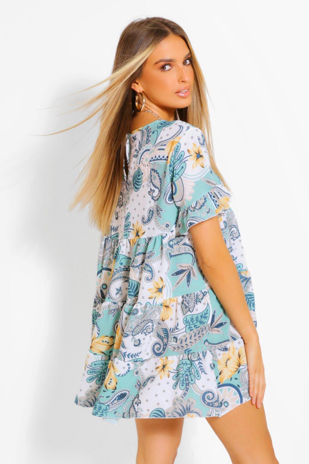 paisley smock dress