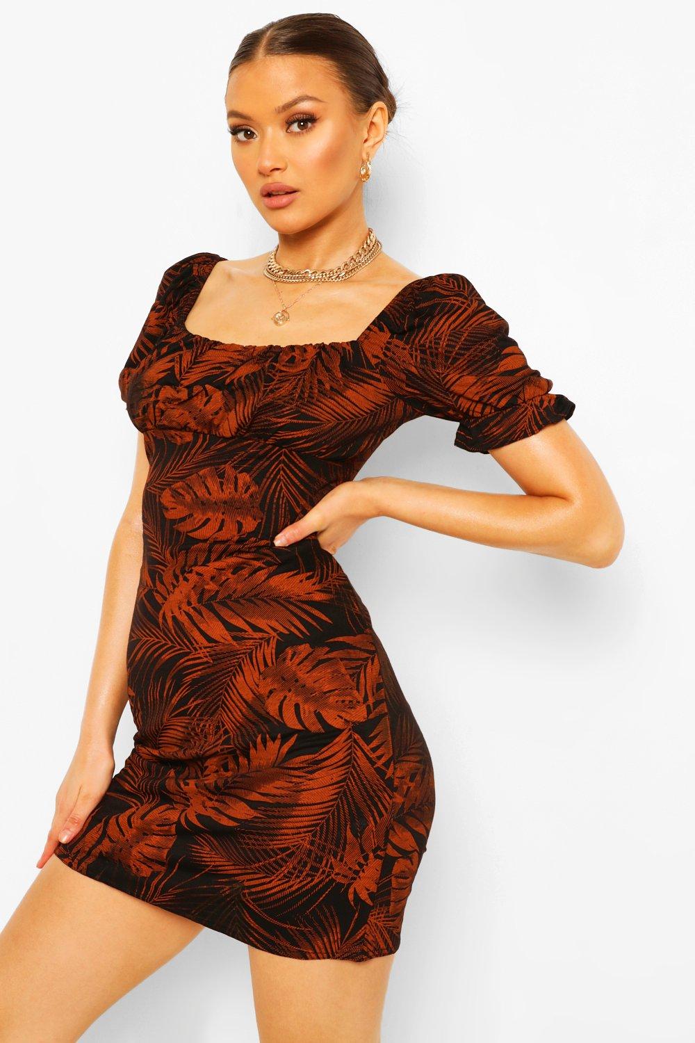 boohoo leaf print dress