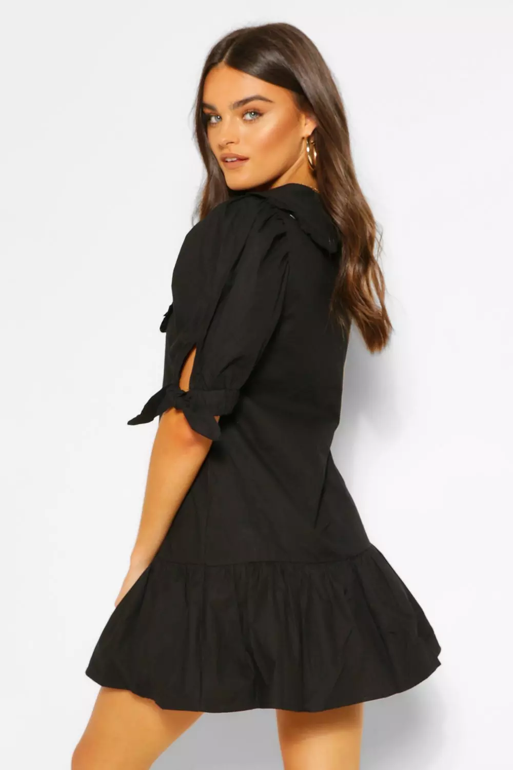 Black frill shirt clearance dress