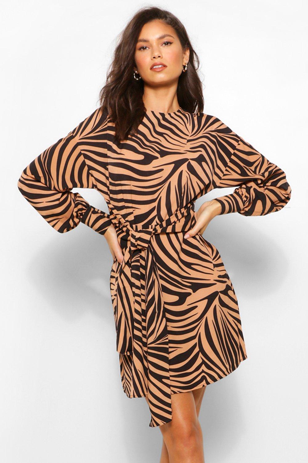 zebra print shift dress