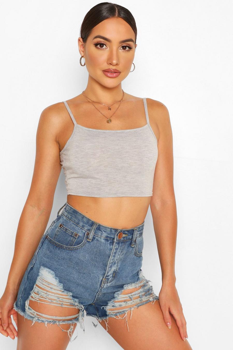 Square neck strappy crop top image number 1