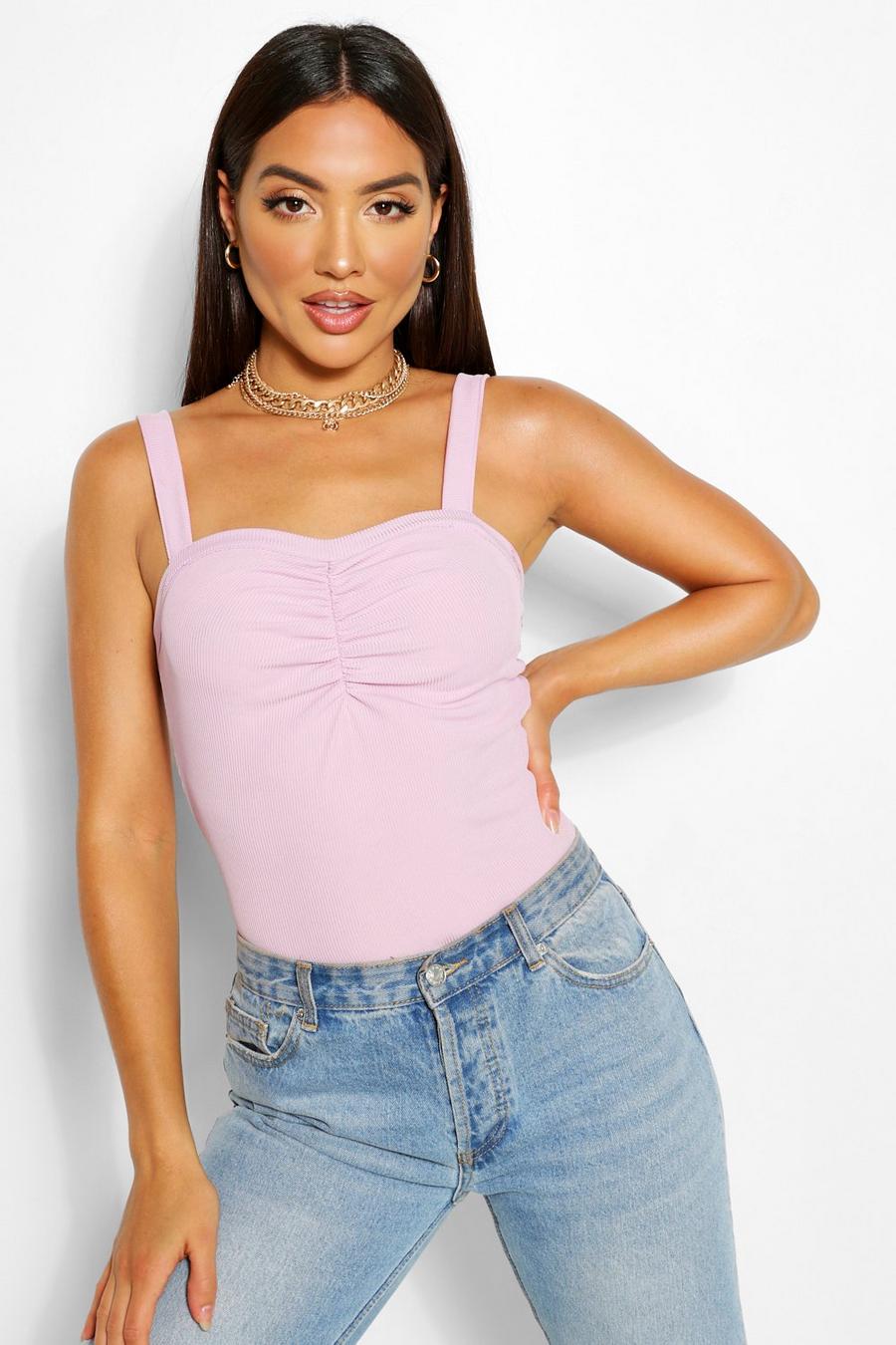 Lilac Ruched square neck cami top image number 1