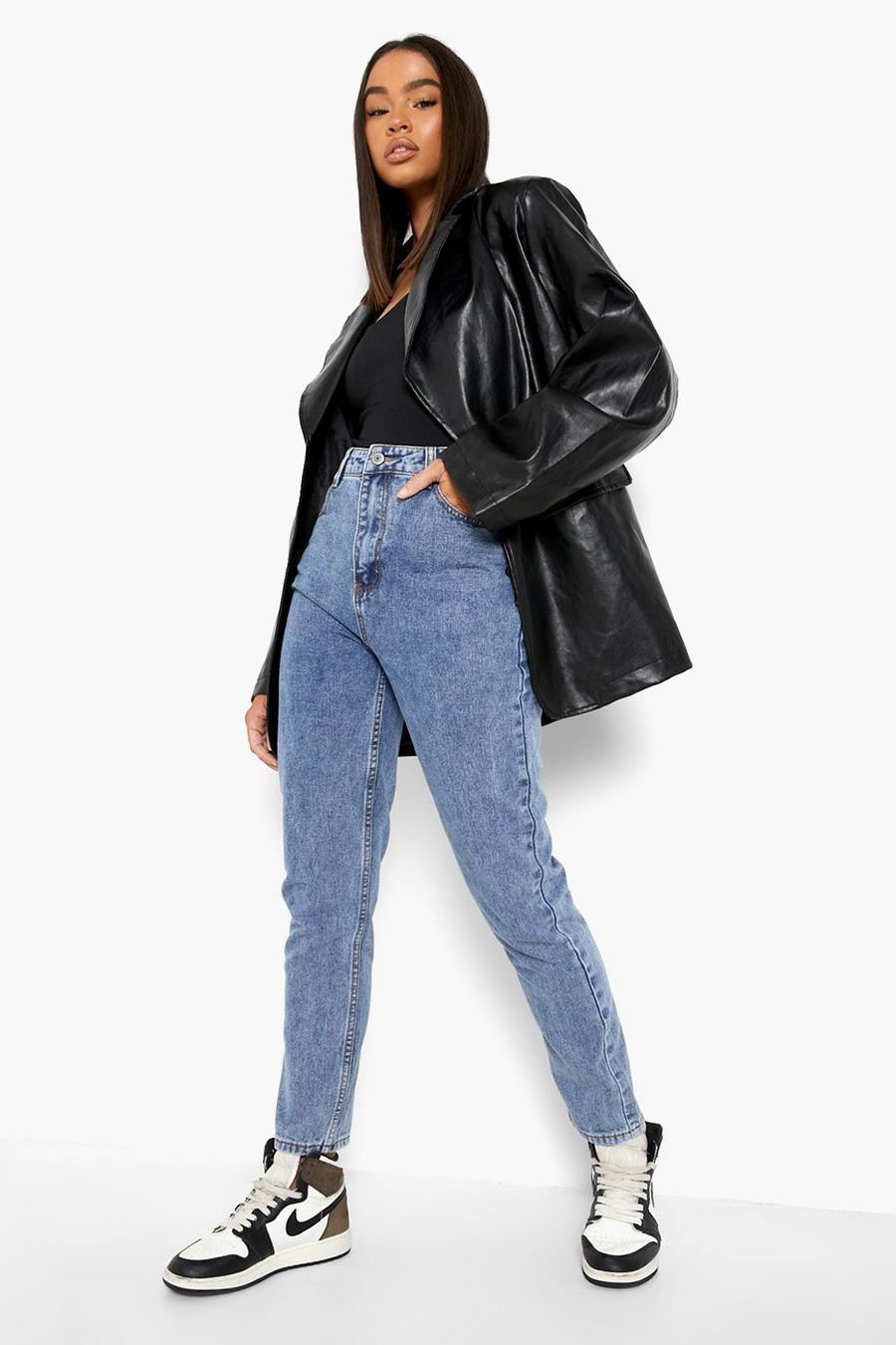 Jeans stile Mom in denim, Lavaggio effetto vintage image number 1