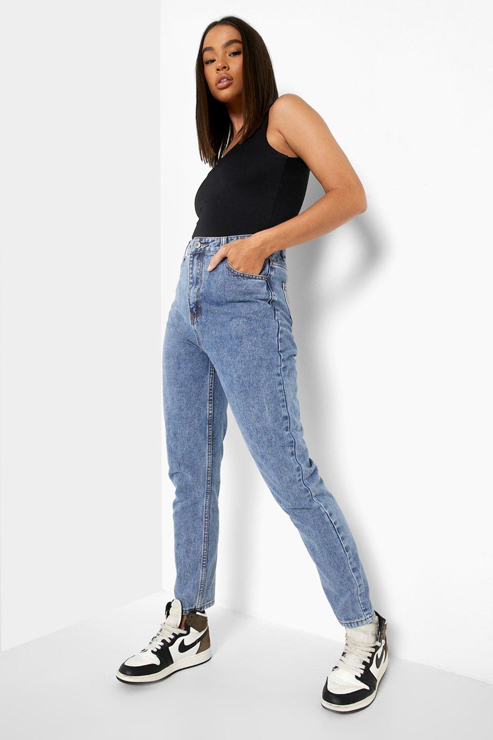 washed denim mom jeans