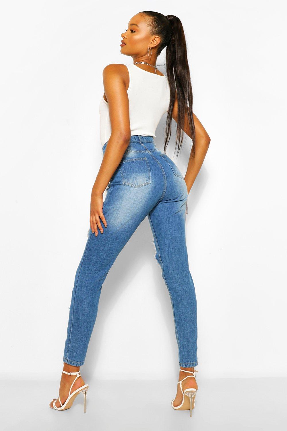 extreme distressed mom jeans