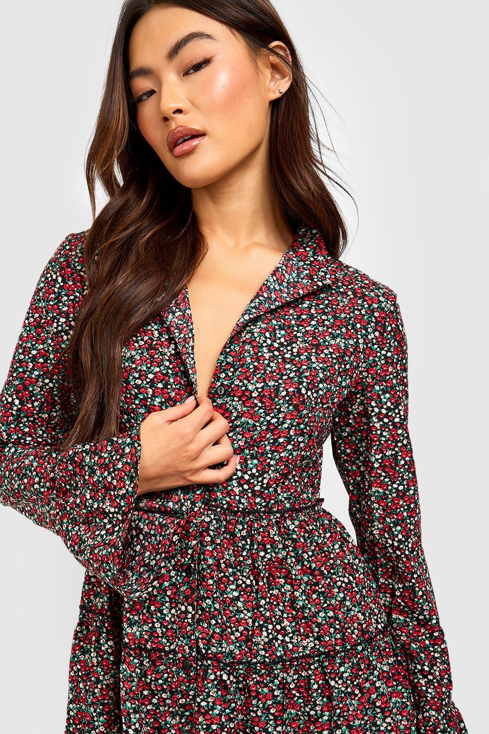 Ditsy Floral Tiered Smock Dress | boohoo