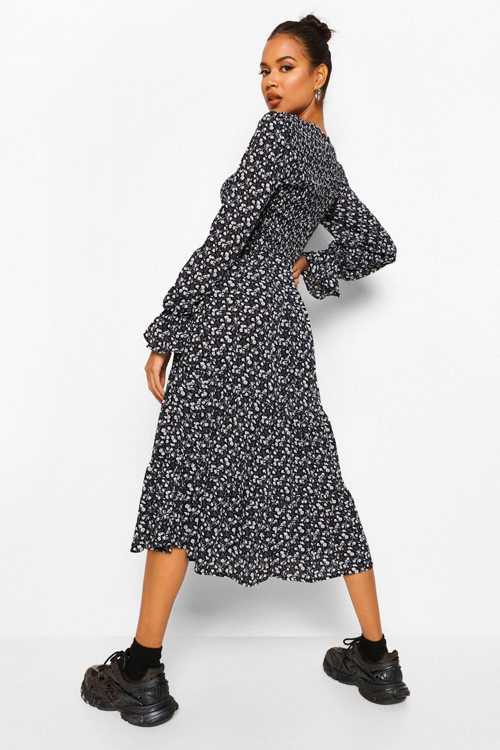 new look tiered midaxi smock dress in polka dot