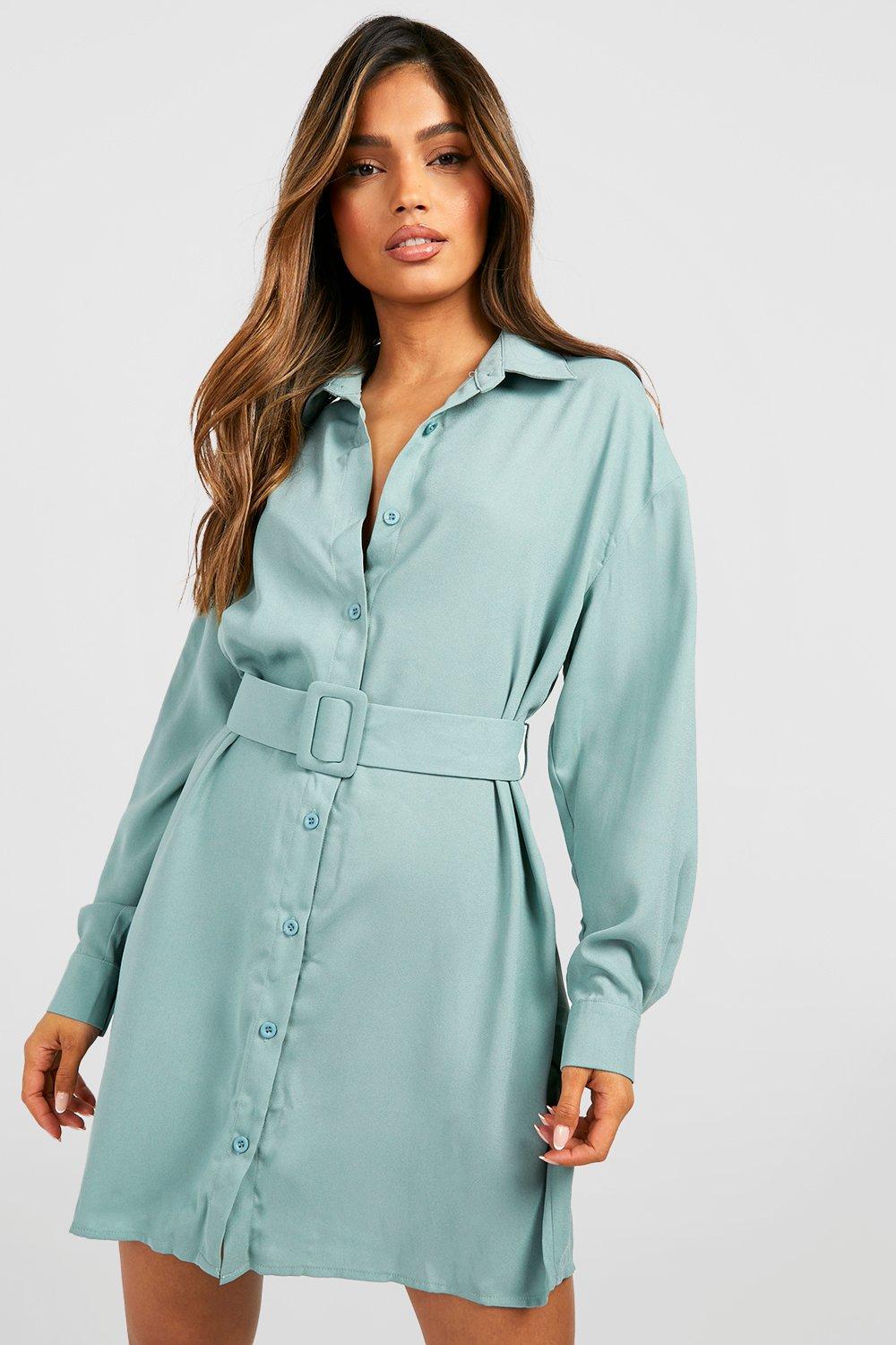 Belted button up store dress