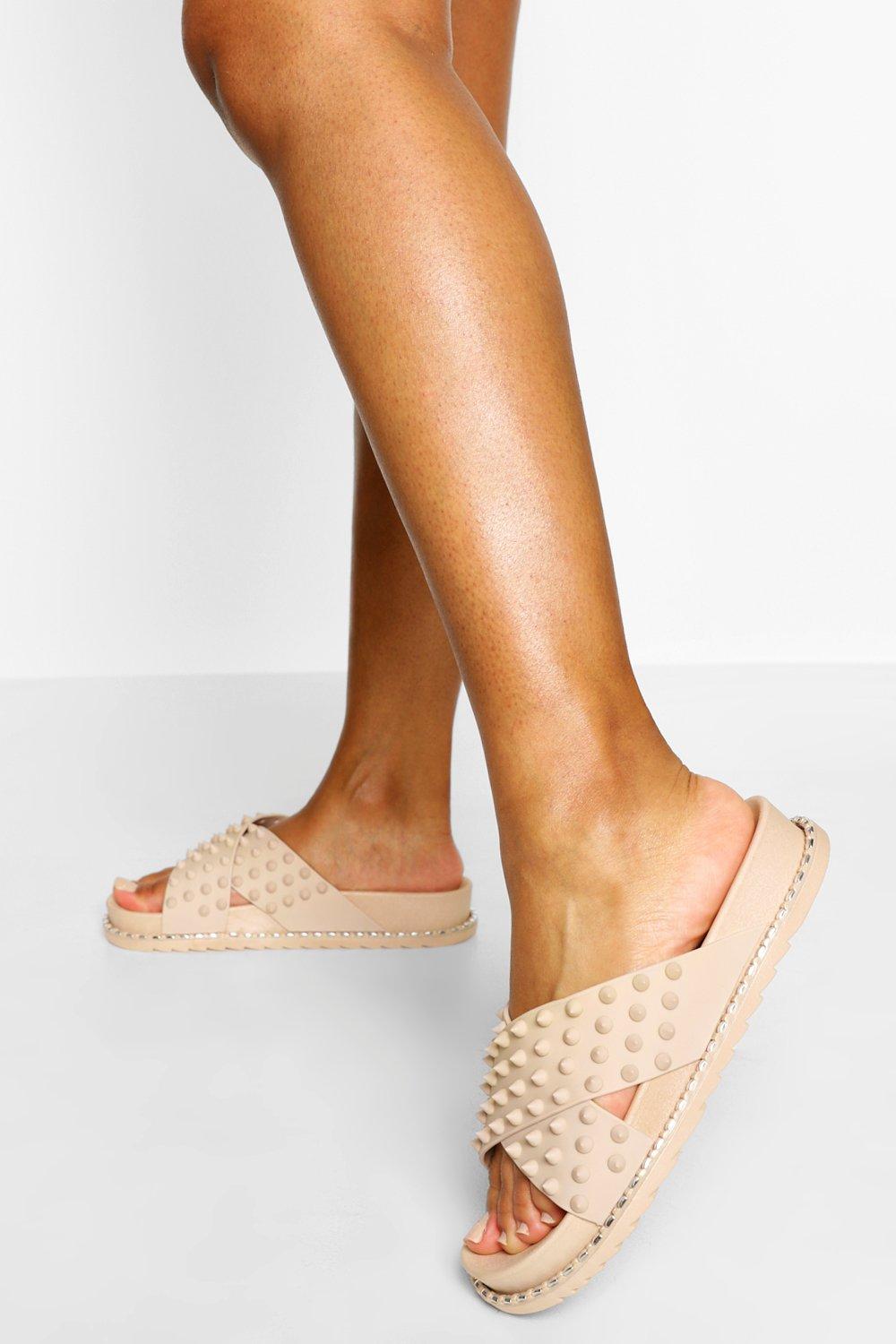 studded sliders womens