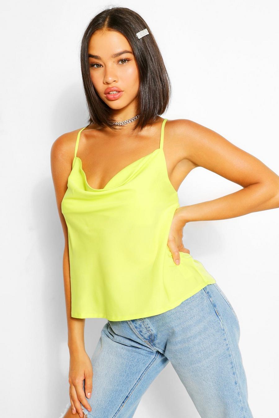 Lime Woven Cowl Neck Cami Top image number 1