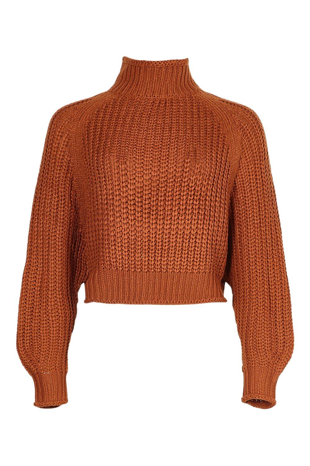 Chunky High Neck Crop Jumper boohoo NO