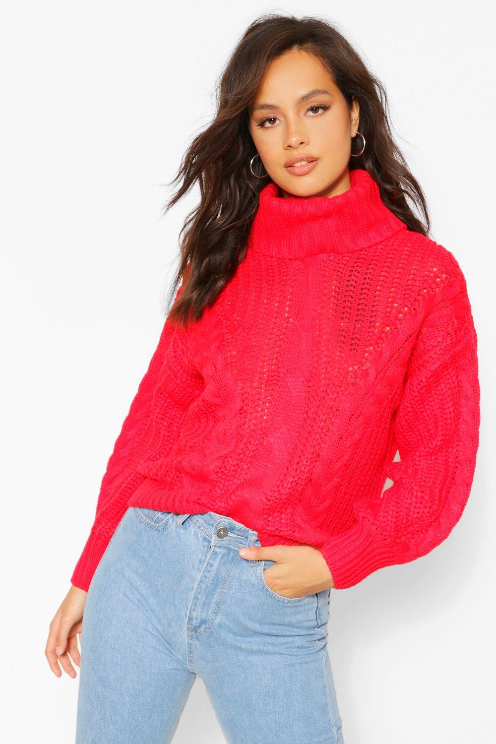 high neck chunky knit jumper