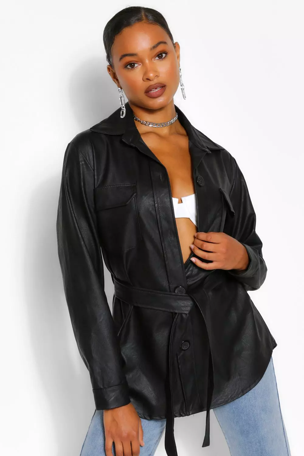 leather utility jacket