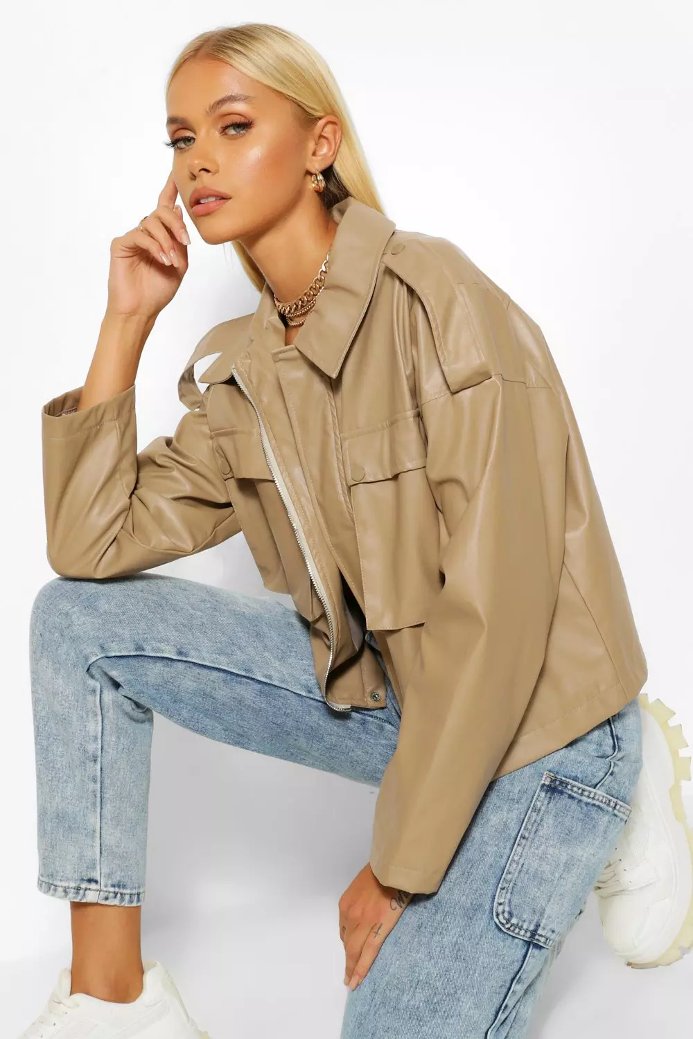 Oversized on sale pu jacket