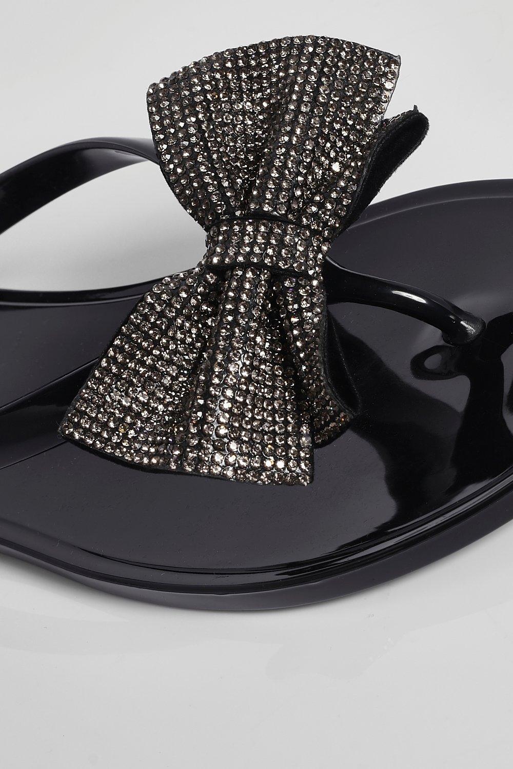 Diamante Bow Detail Flip Flops