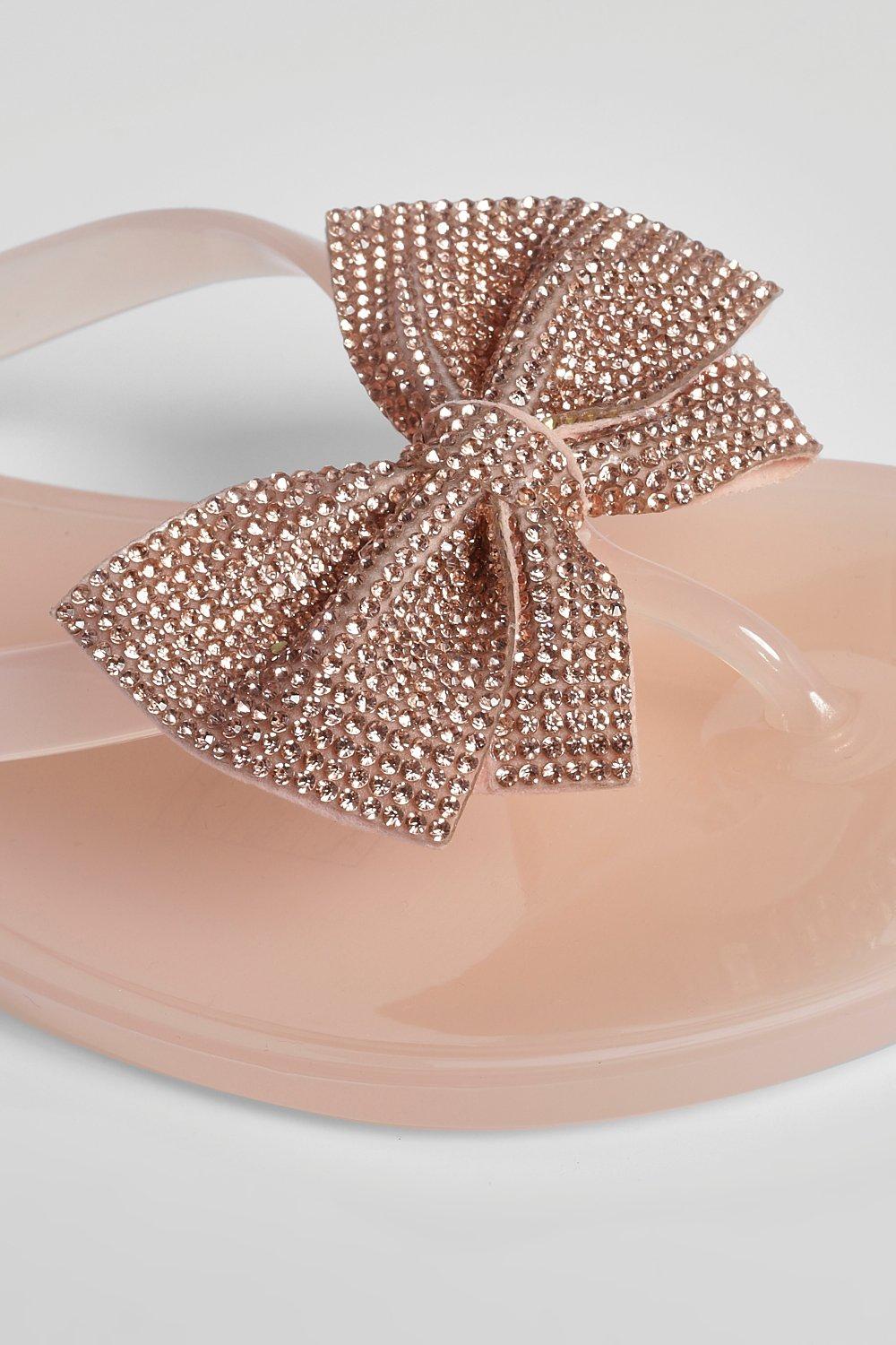 diamante bow sandals