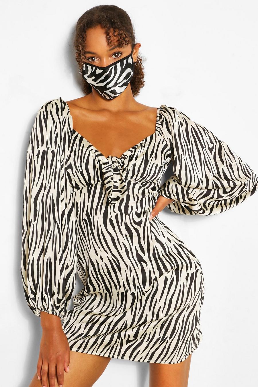 Black Zebra Fashion Face Mask image number 1
