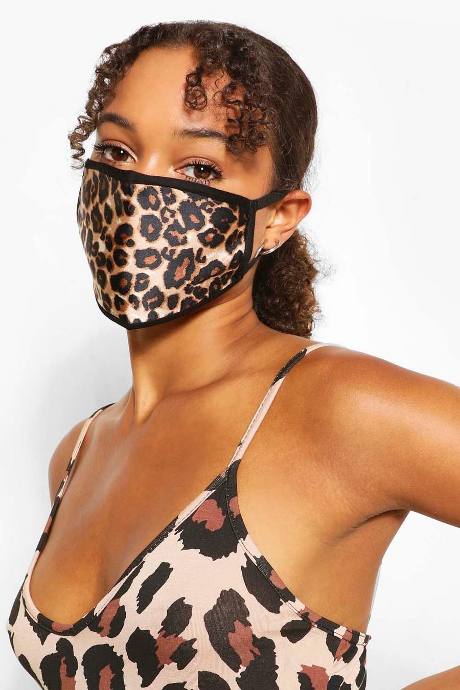 Leopard Fashion Face Mask, Brown marron image number 1