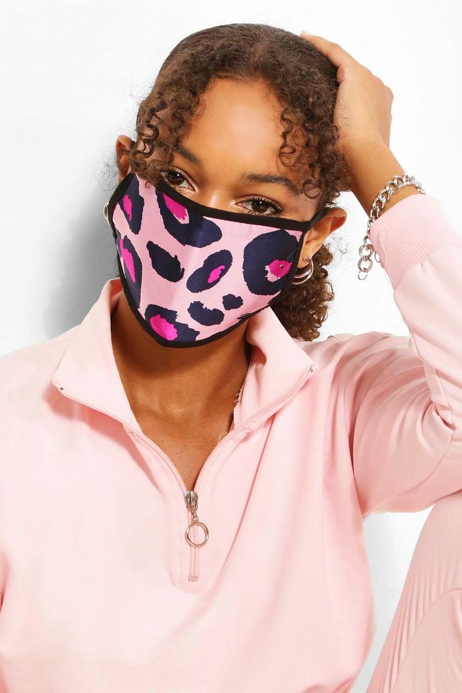 Pink Large Leopard Fashion Face Mask image number 1