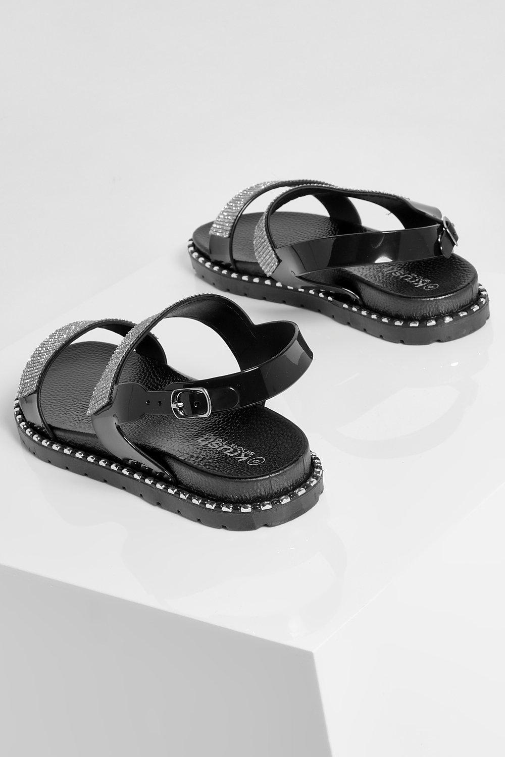 black 2 strap sandals