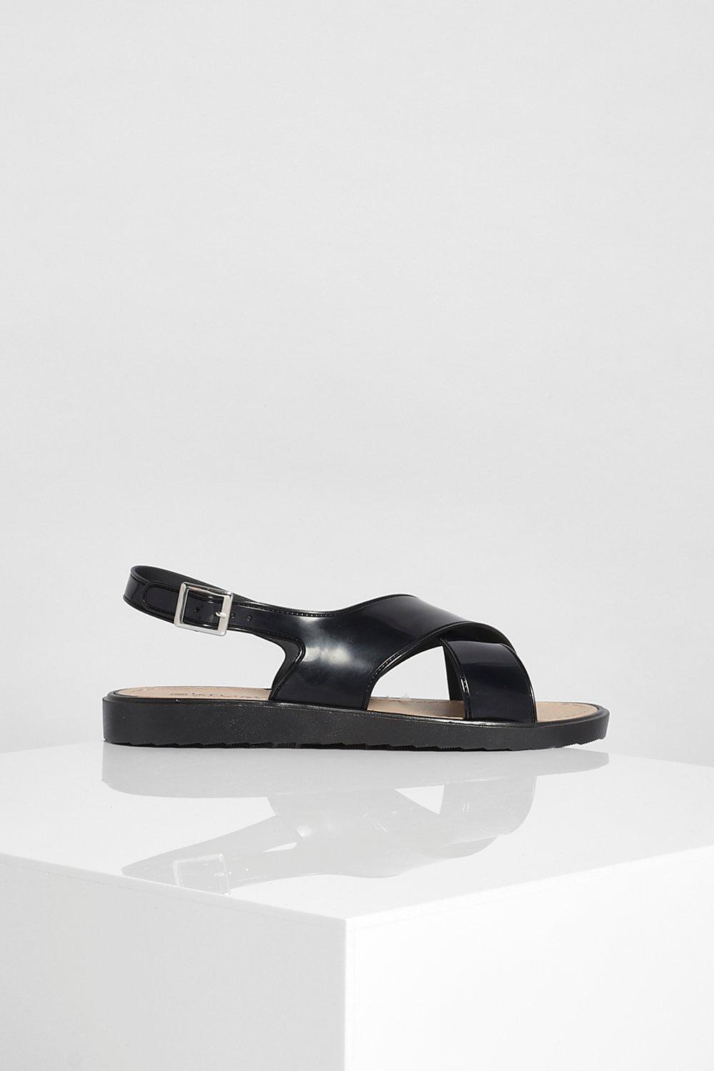 Cross strap jelly sandals on sale